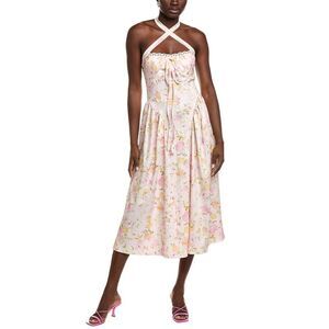 Ipponelli Womens  Tie Shoulder Midi Dress, Pink